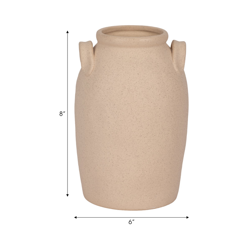 8" Textured Jug With Handles, Sand