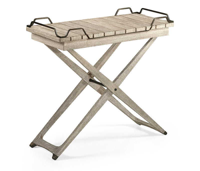 JC Outdoor - Hampton Collection - Rectangular Folding Navajo Sand & Antique Brass Tray Console Table