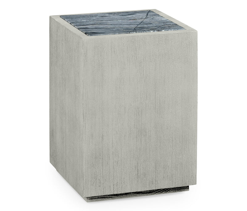 JC Outdoor - Hampton Collection - Square Cloudy Grey End Table with a Light Marble Top