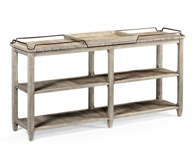 JC Outdoor - Hampton Collection - Rectangular Navajo Sand & Brass Sideboard with Removable Tray