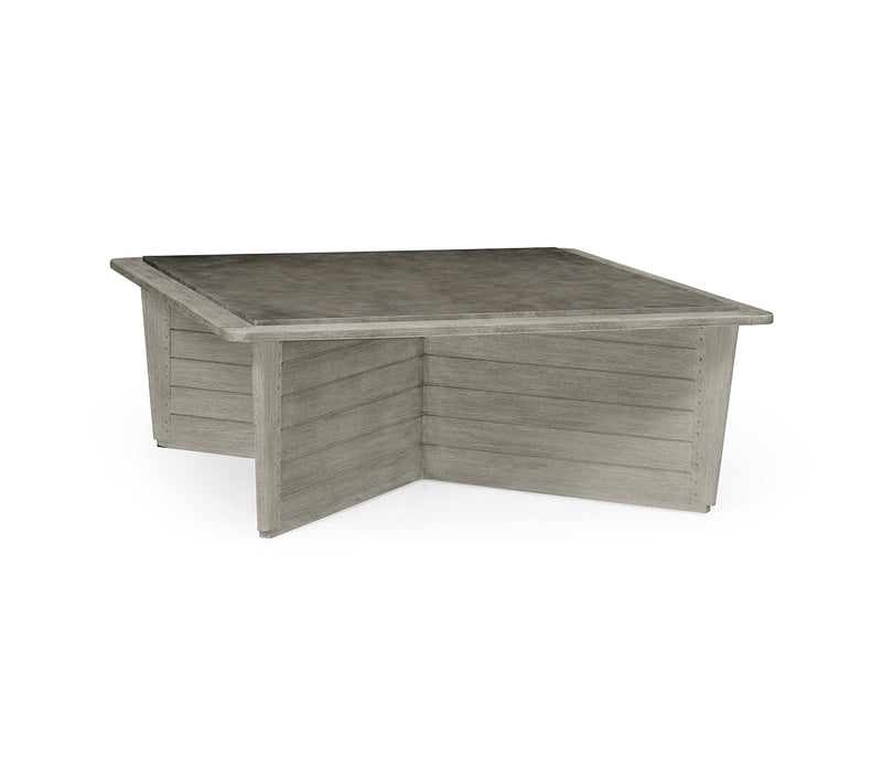 JC Outdoor - Hampton Collection - Square Navajo Sand & Concrete Coffee Table with an X-Base