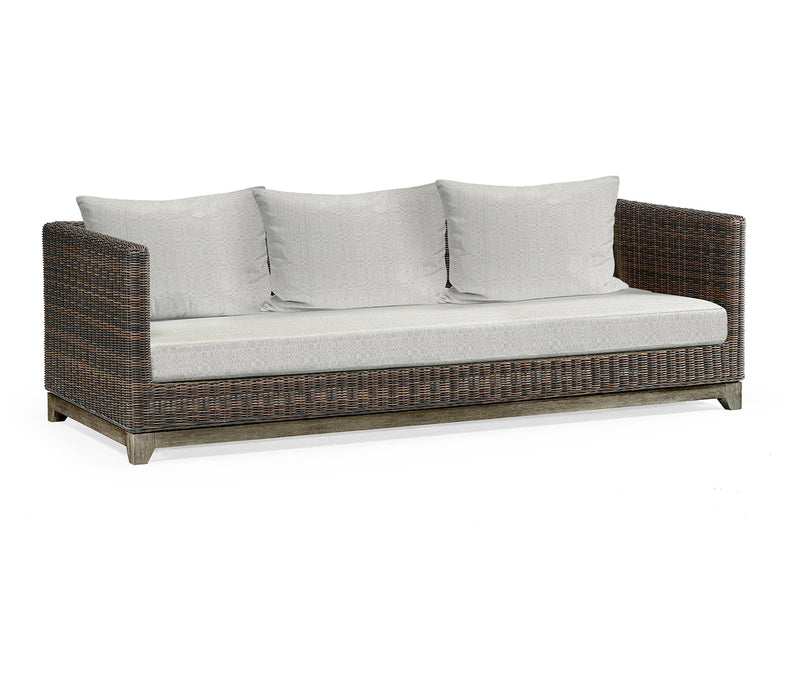 JC Outdoor - Hampton Collection - Grey & Rattan Three-Seat Sofa