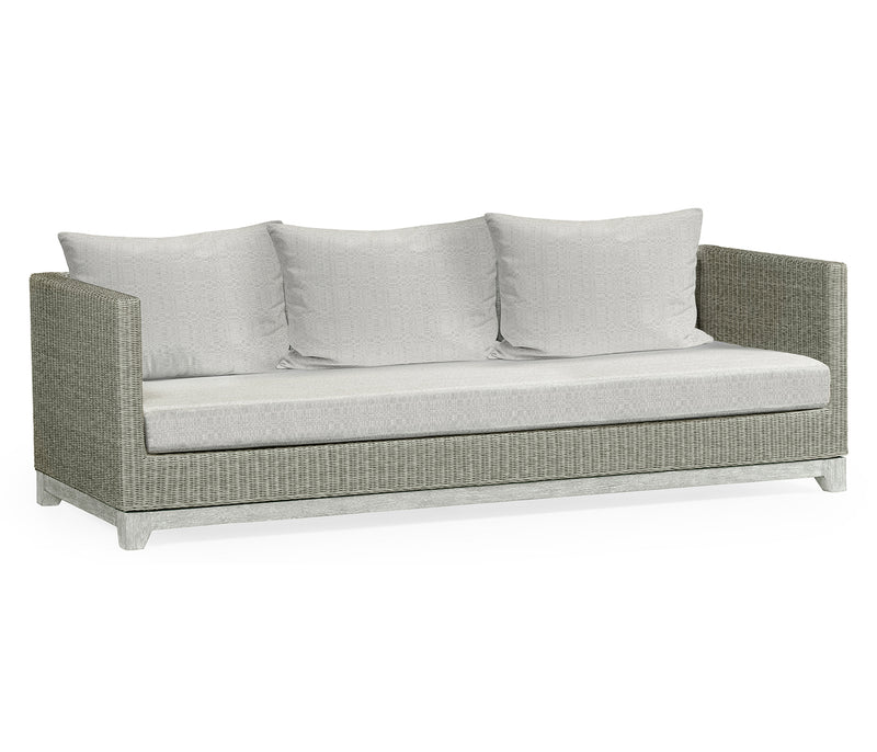 JC Outdoor - Hampton Collection - Cloudy Grey & Light Grey Rattan Three-Seat Sofa