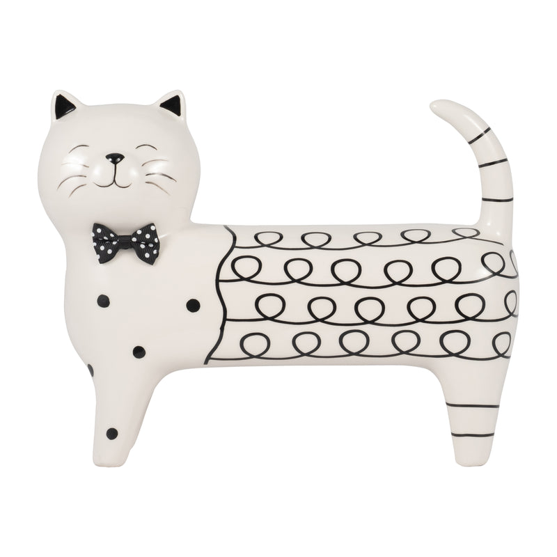 Cer, 8" Swirls Cat, White