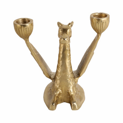 Metal, 6" Giraffe W/ Wings 2 Taper Candle Holder,