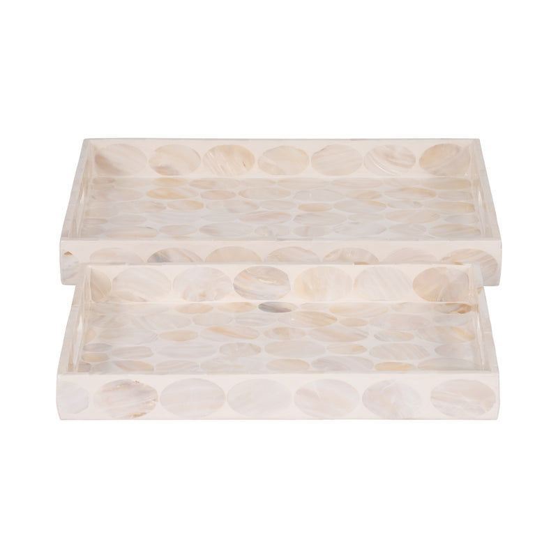 Capiz, S/2 16/18" Rectangular Trays, Natural