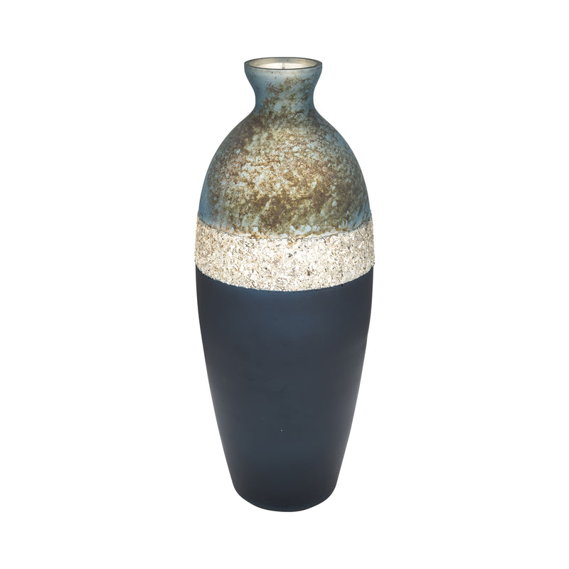 GLASS, 16" TRI-COLORED GLITTERED VASE, MULTI