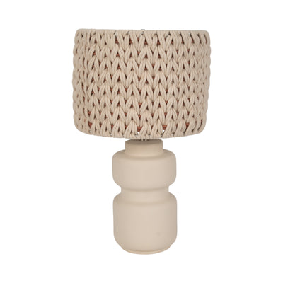 23"ceramic Table Lamp With Macrame Shade