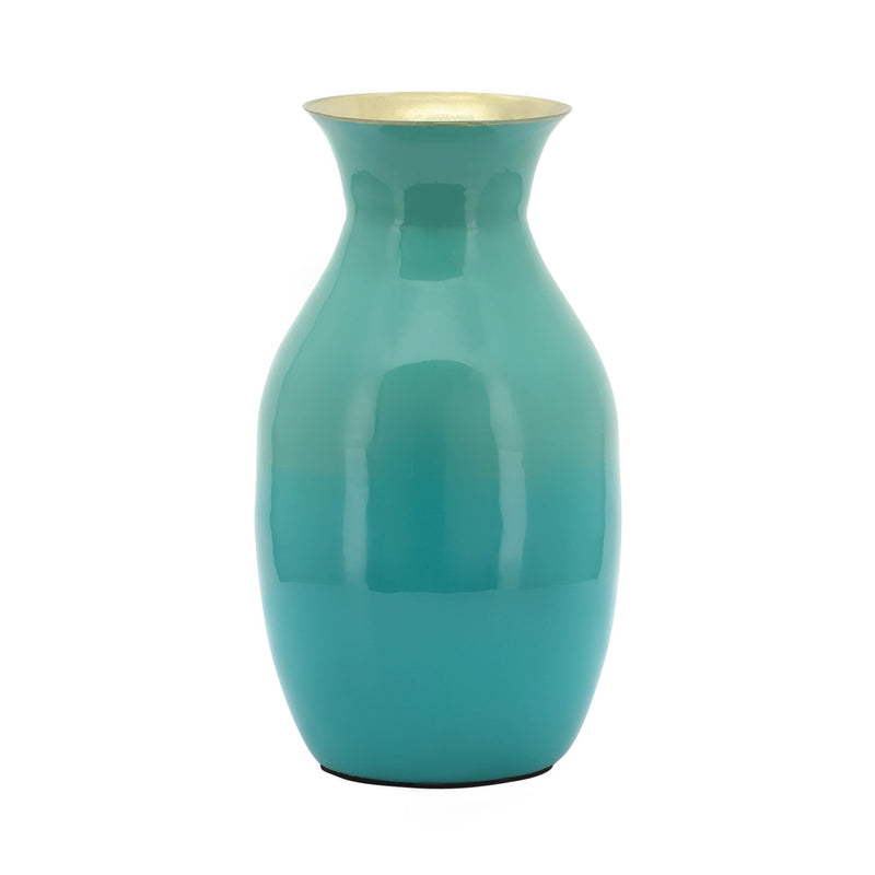 METAL 9" OLPE VASE, GREEN