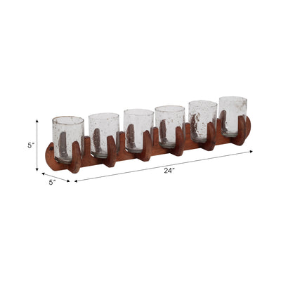 Glass, 24" 6-votive Holders W/ Base, Brown/clear