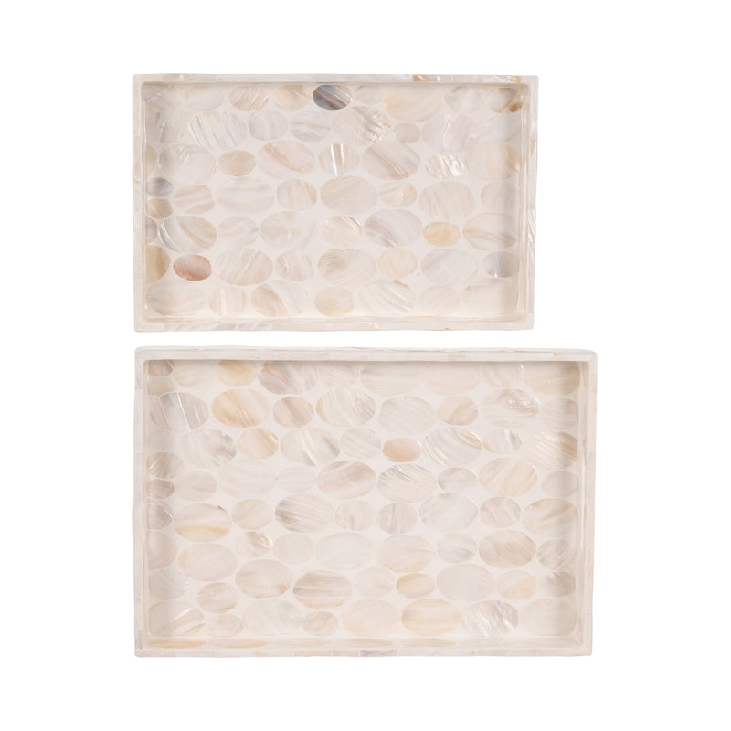 Capiz, S/2 16/18" Rectangular Trays, Natural