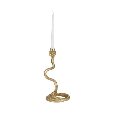 13" Snake Taper Candle Holder, Gold