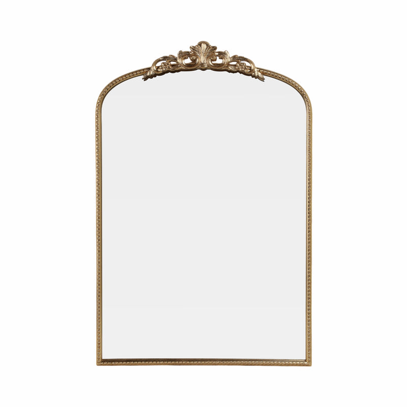 36" Fleur Applique Arch Mirror, Gold Wb