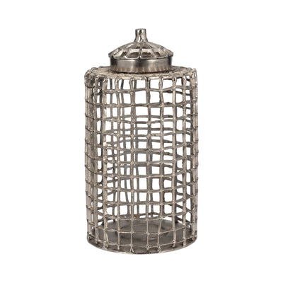 METAL, 18" LIDDED JAR, SILVER