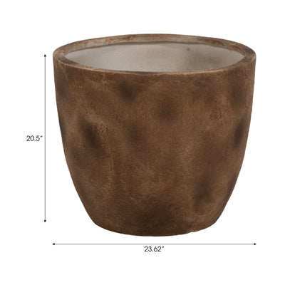 Ec Resin, 24"d Convex Planter, Brown