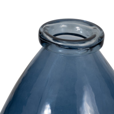 GLASS, 15" BALLOON VASE, BLUE