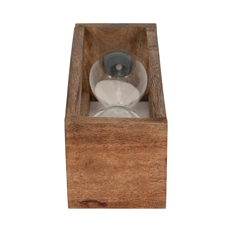 12" Tona Wooden Sandtimer, Brown/white