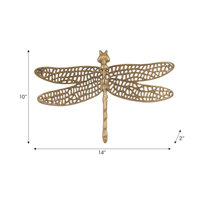 Metal, 14" Dragonfly W/ Cutouts , Gold