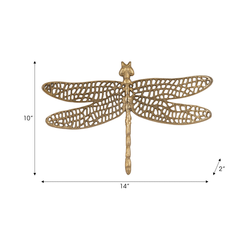 Metal, 14" Dragonfly W/ Cutouts , Gold