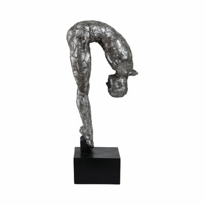 RESIN, 24"H BOWING HUMAN, GUNMETAL