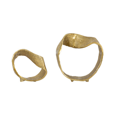 Metal, 8" Twisted Hammered Ring, Gold