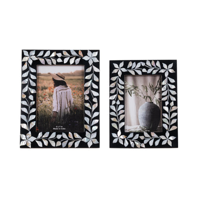 5x7 Mother Of Pearl Inlay Vine Photo Frame, Black