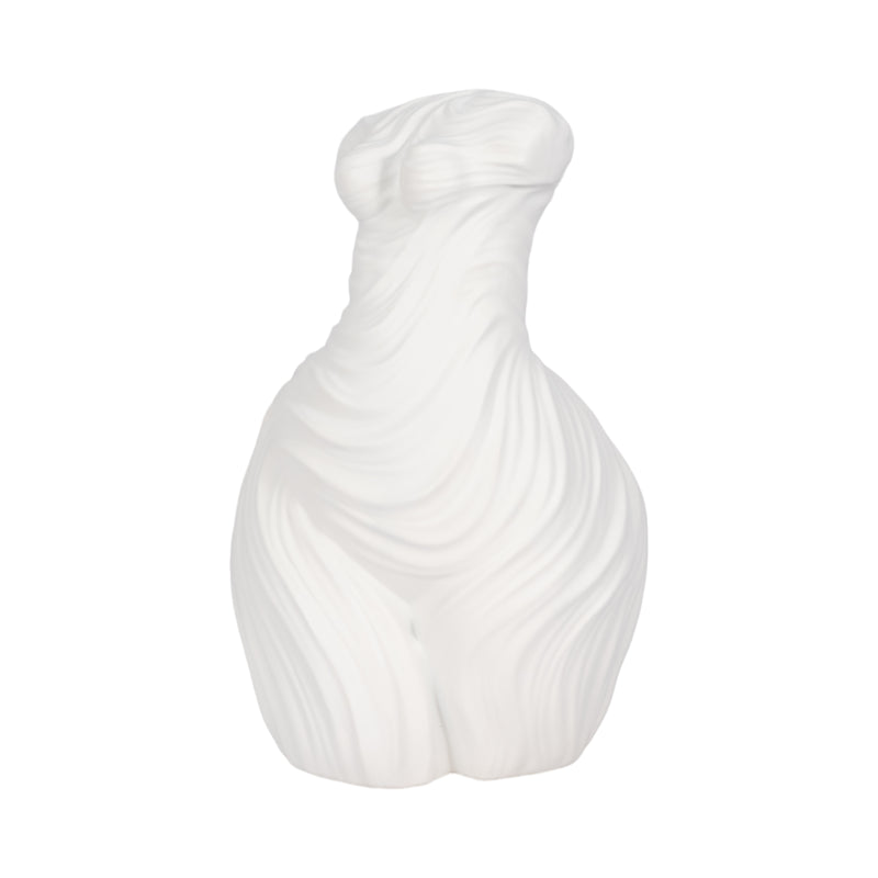 11" Curvy Ribbed Sculpture, White