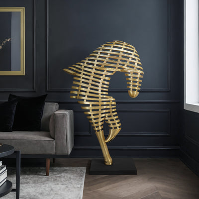 64" METAL HORSE SCULPTURE, GOLD