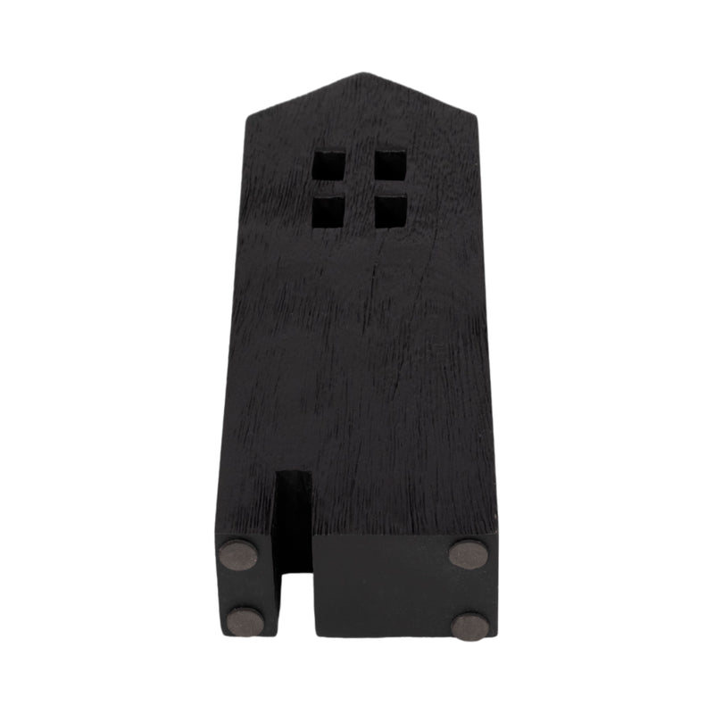 12" Wood House Decor, Black