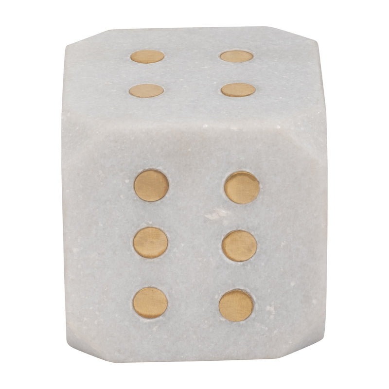 Marble, 4" Dice, White