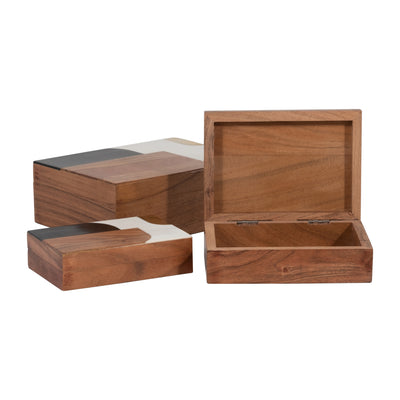 RESIN, S/3 6/7/9" MID-CENTURY BOXES, MULTI