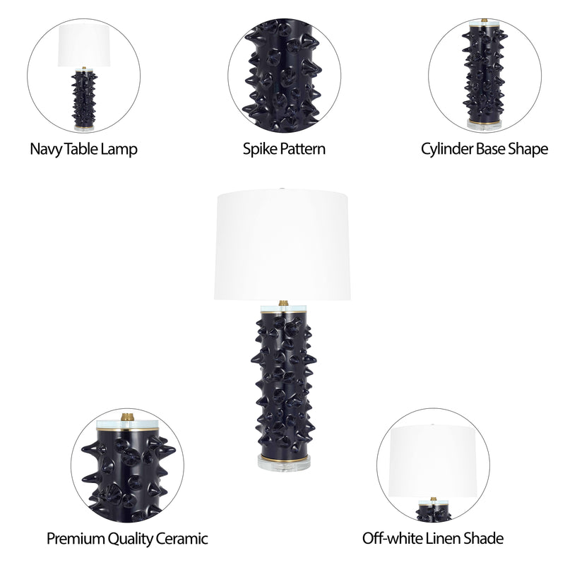 Ceramic 31" Spikey Table Lamp, Navy