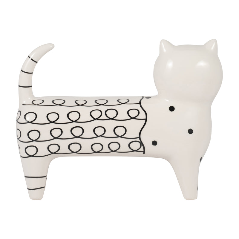 Cer, 8" Swirls Cat, White