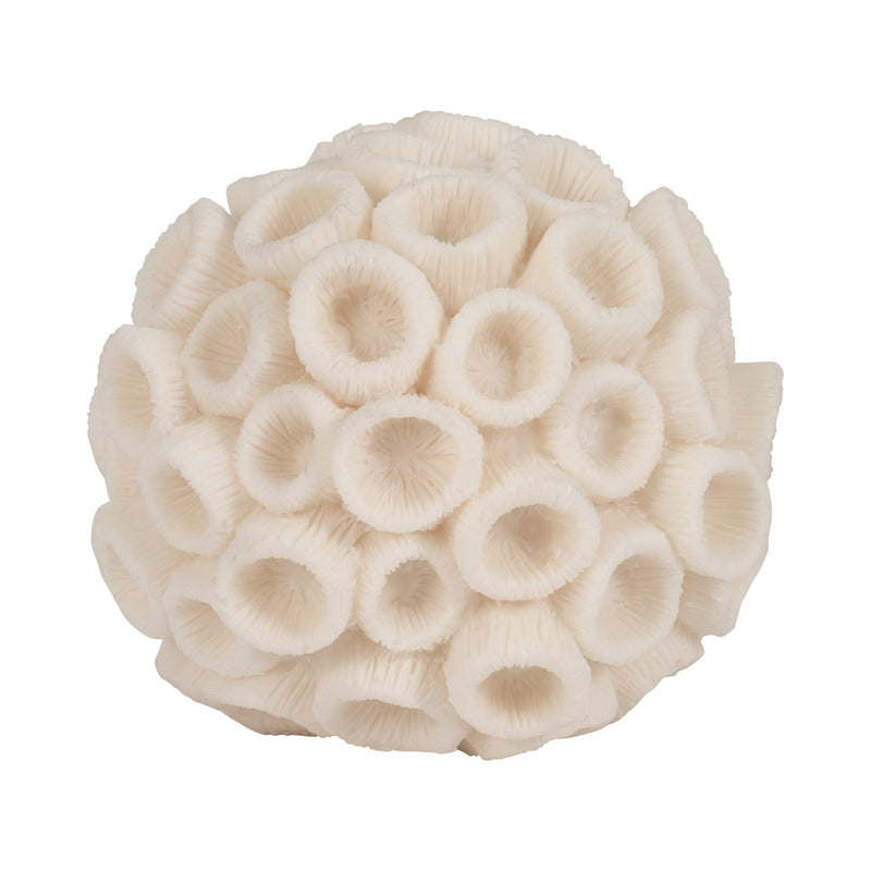 6" Round Coral Orb, Ivory