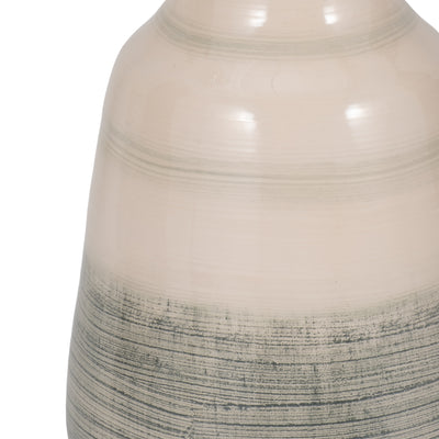 Glass, 14" 2-toned Enamel Vase, White