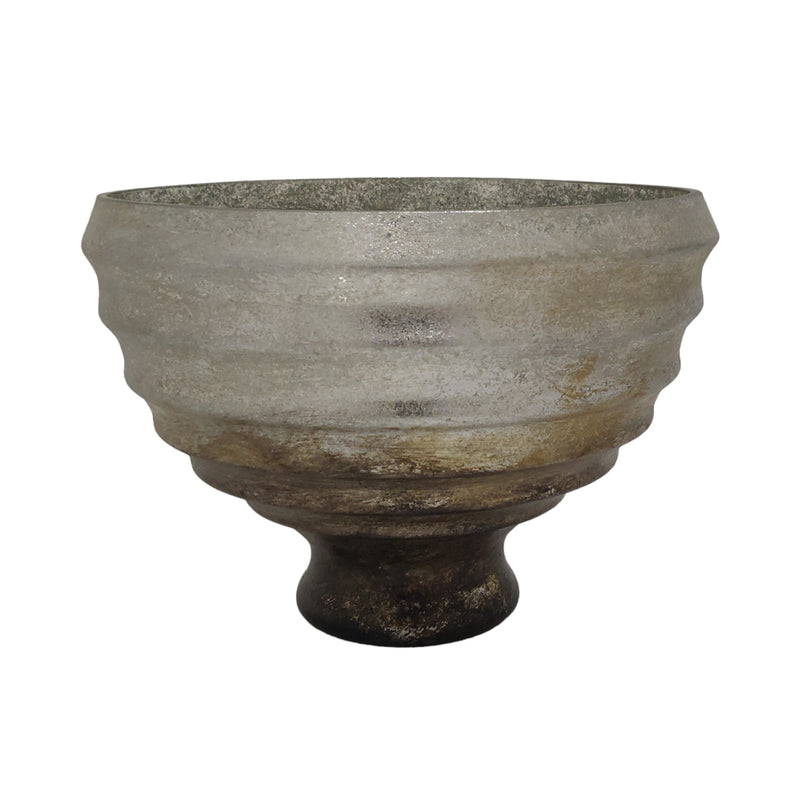 9" Glass Pedestal Bowl Ombre Finish, Multi