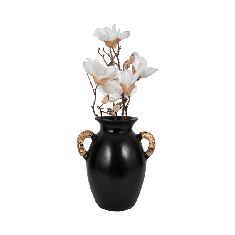 Terracotta, 12"h Eared Vase, Black