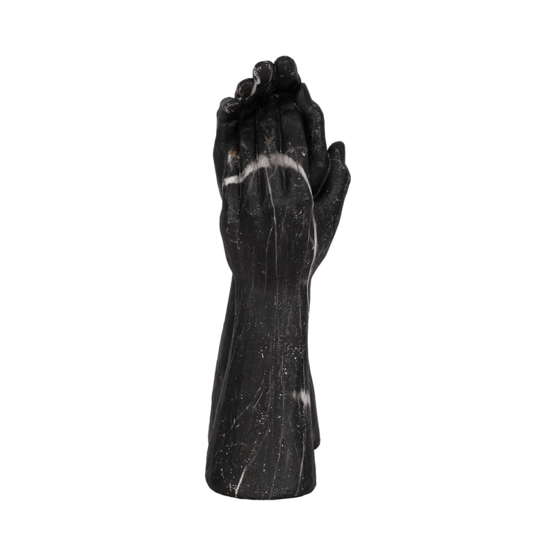 13" Marbled Hands Sculpture, Black/white