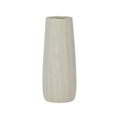 CER, 12" ETCHED LINES CYLINDER VASE, CUCUMBER