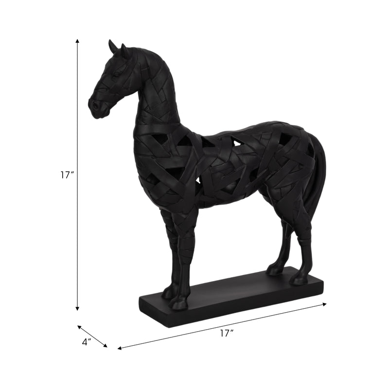 17" Horse Sculpture On Base, Black