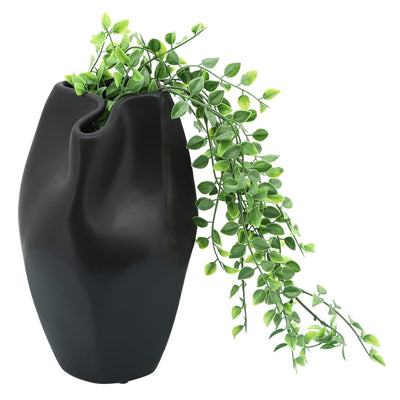 CER, 10"H ABSTRACT VASE, BLACK