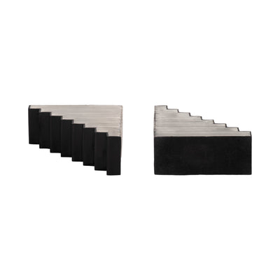 S/2 6" Striped Steps Bookends, Black/white