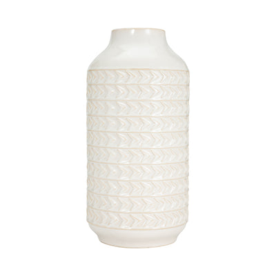 CER, 13"H AZTEC VASE, IVORY