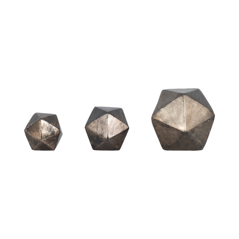 S/3 5/6/9" Akiko Geometric Wall Bubbles, Bronze