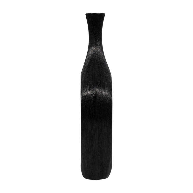 CER, 19" SCRATCHED OPEN CUT VASE, BLACK