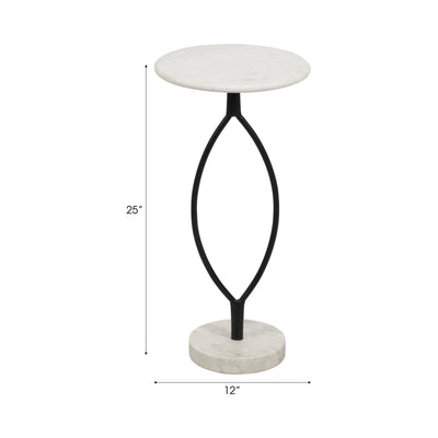 METAL, 24" LOOPHOLE TABLE MARBLE BASE, BLACK