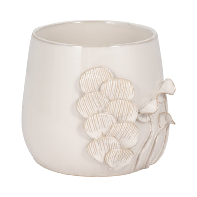 7" Mushroom Applique Planter, Ivory