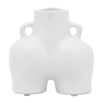 CER, 6" HALF BODY VASE, WHITE