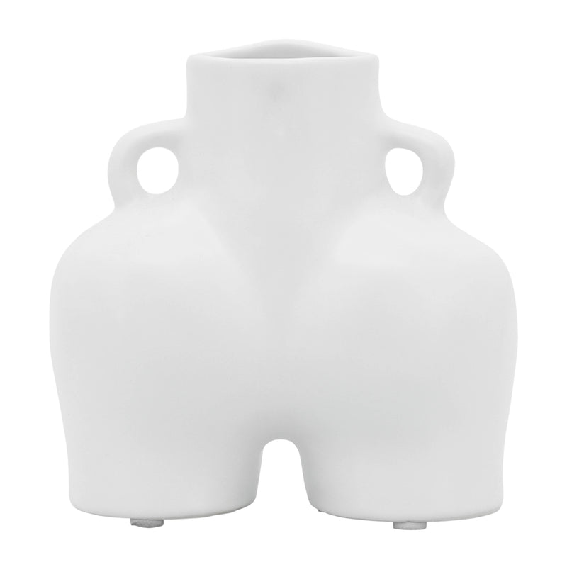 CER, 6" HALF BODY VASE, WHITE