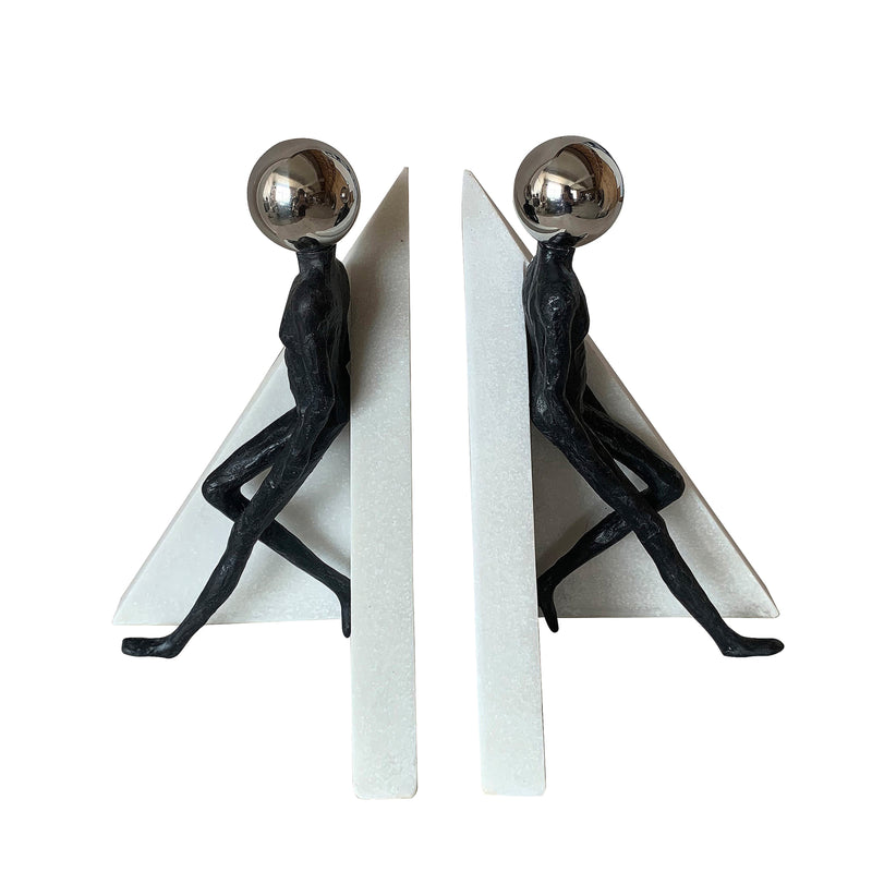 S/2 11" Crestone Figure Bookends With Steel Sphere